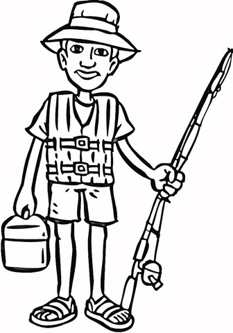 Going On Fishing  Coloring Page